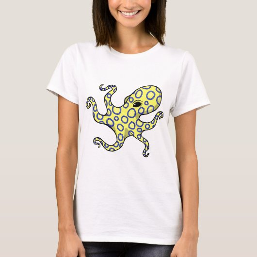 Blauwe rode octopus t-shirt (Voorkant)
