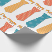 Blauwe rode Oranje strepen Stropdassen Happy Vader Cadeaupapier (Hoek)