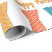 Blauwe rode Oranje strepen Stropdassen Happy Vader Cadeaupapier (Rol Hoek)