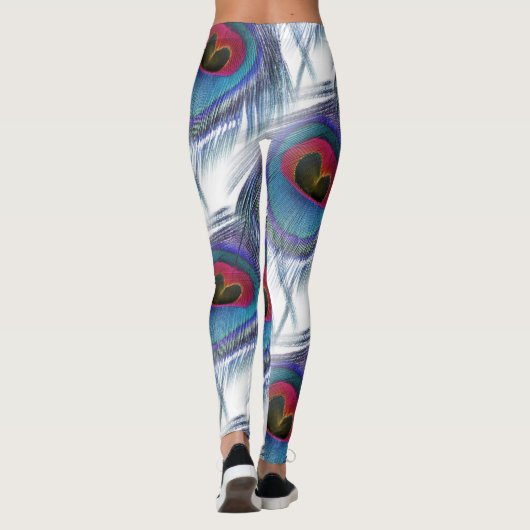 Blauwe rode pacock Leggings (Achterkant)