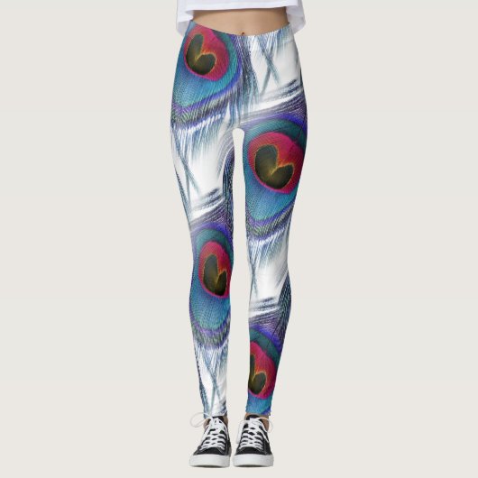 Blauwe rode pacock Leggings (Voorkant)