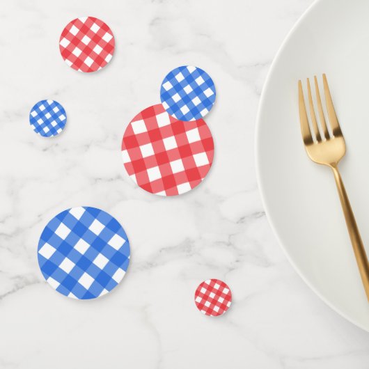 Blauwe & Rode Pleinen Geruite Gingham Checkers Confetti (Groep)
