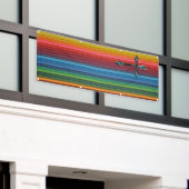 blauwe rode regenboogplank blanco kerk spandoek (Buitenkant Gebouw)
