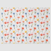 Blauwe Rode Roze Bloemen Tissuepapier (Voorkant)