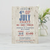 Blauwe & Rode Sterren & Strepen Rustiek | 4 juli Kaart (Staand voorkant)