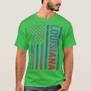 Blauwe rode vlag Louisiana T-shirt