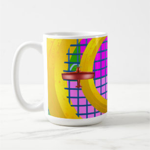 Blauwe rode vlakken Gouden ringen Geometrisch Koffiemok