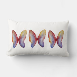 Blauwe rode vlinder Waterverf Lumbar Pillow Kussen