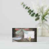 Blauwe rode vlindernacht fijn zijde Busi Visitekaartje (Staand voorkant)