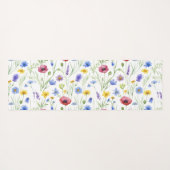 Blauwe Rode Waterverf Wilde Bloem Yogamat (Achterkant (horizontaal))