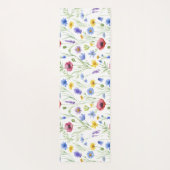 Blauwe Rode Waterverf Wilde Bloem Yogamat (Achterkant)