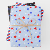 Blauwe rode witte sterren en strepen inpakpapier vel (In situ)