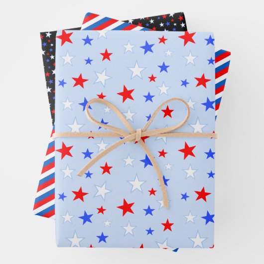 Blauwe rode witte sterren en strepen inpakpapier vel (In situ)