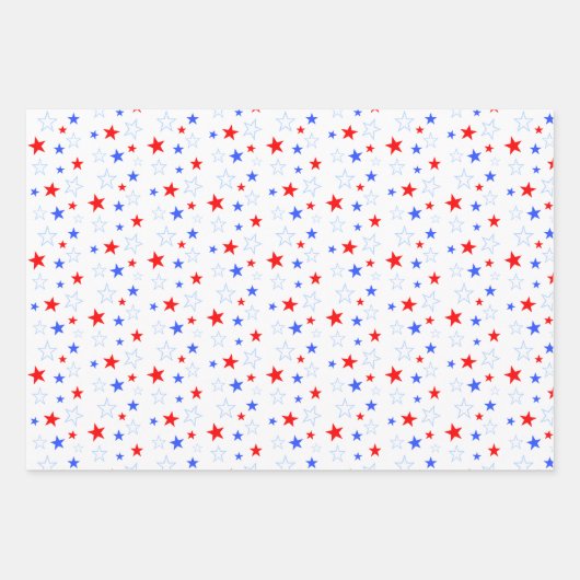 Blauwe rode witte sterren en stripes omslagpapier  inpakpapier vel (Voorkant 3)