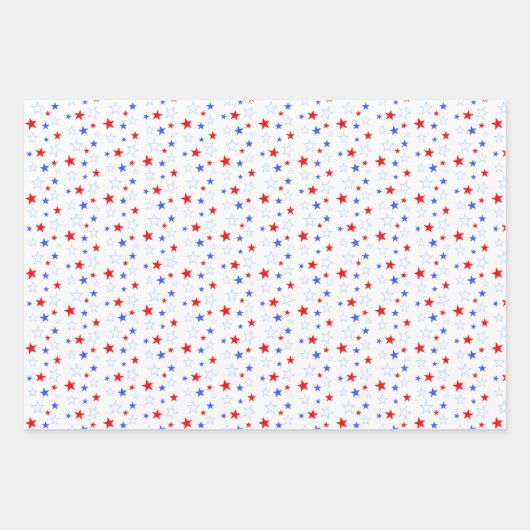 Blauwe rode witte sterren inpakpapier vel (Voorkant)