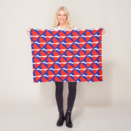 Blauwe rode witte vlag fleece deken (In situ)