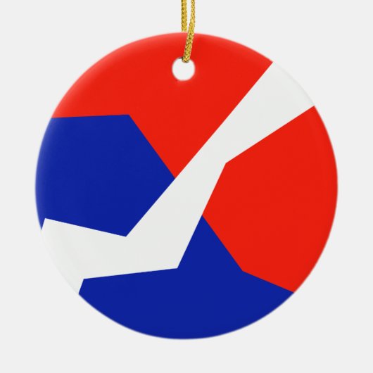 Blauwe rode witte vlag keramisch ornament (Voorkant)