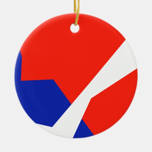 Blauwe rode witte vlag keramisch ornament (Voorkant)