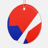 Blauwe rode witte vlag keramisch ornament (Links)
