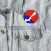 Blauwe rode witte vlag ronde button 5,7 cm (In situ)