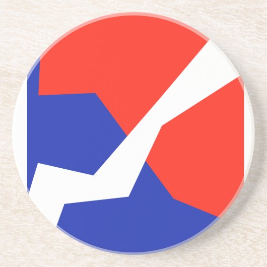 Blauwe rode witte vlag zandsteen onderzetter (Voorkant)