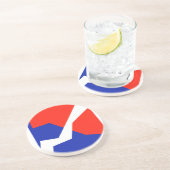 Blauwe rode witte vlag zandsteen onderzetter (Zijkant)