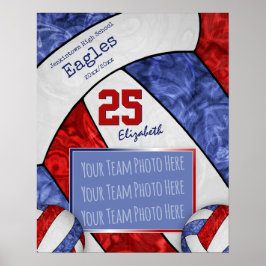 blauwe rode witvolleybalplofoto poster