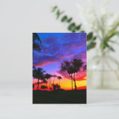 Blauwe Rode Zonnezon Exotische Hawaiian Beach Palm Briefkaart (Staand voorkant)