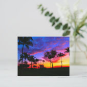 Blauwe Rode Zonnezon Exotische Hawaiian Beach Palm Briefkaart (Staand voorkant)