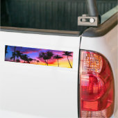 Blauwe Rode Zonnezon Exotische Hawaiian Beach Palm Bumpersticker (Op Truck)