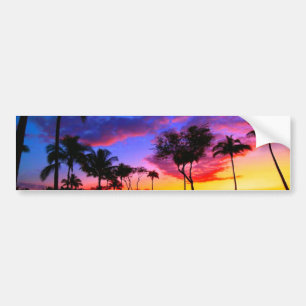 Blauwe Rode Zonnezon Exotische Hawaiian Beach Palm Bumpersticker