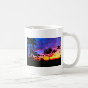 Blauwe Rode Zonnezon Exotische Hawaiian Beach Palm Koffiemok