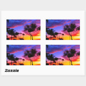 Blauwe Rode Zonnezon Exotische Hawaiian Beach Palm Rechthoekige Sticker (Vel)