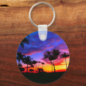 Blauwe Rode Zonnezon Exotische Hawaiian Beach Palm Sleutelhanger (Voorkant)