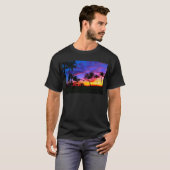 Blauwe Rode Zonnezon Exotische Hawaiian Beach Palm T-shirt (Voorkant volledig)