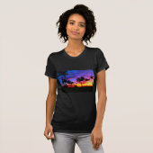 Blauwe Rode Zonnezon Exotische Hawaiian Beach Palm T-shirt (Voorkant volledig)