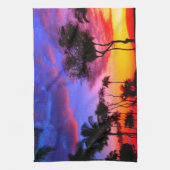 Blauwe Rode Zonnezon Exotische Hawaiian Beach Palm Theedoek (Verticaal)