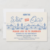  Blauwe Rodeo Hoe West was een 1e verjaardag Kaart (Voorkant)