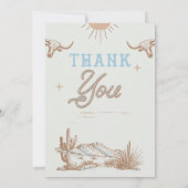 Blauwe  Rodeo Verjaardag Dank u kaart (Achterkant)