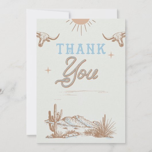 Blauwe  Rodeo Verjaardag Dank u kaart (Achterkant)