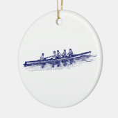 Blauwe roerroeiers, team voor watersport keramisch ornament (Links)