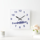 Blauwe roerroeiers, team voor watersport vierkante klok (Huis)