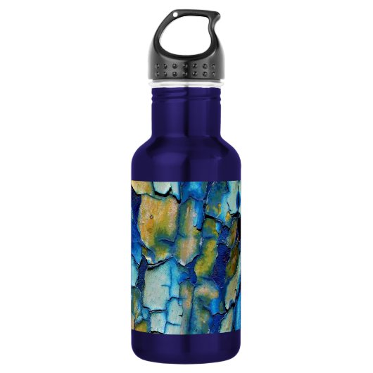 Blauwe roest en gouden inkepverf waterfles  (Voorkant)