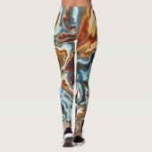 Blauwe Roest Marmer Stroom Leggings (Achterkant)
