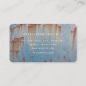 Blauwe Roest Metallic Textuur Monogram Initiaal Visitekaartje (Achterkant)