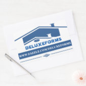 Blauwe rog rechthoekige sticker (Envelop)