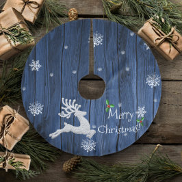 Blauwe rok van de kerstboomrendierfeestdag kerstboom rok