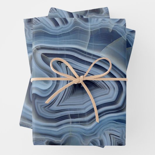 Blauwe rokerige agaat geode inpakpapier vel (In situ)