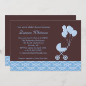 Blauwe rol met de Uitnodiging van het Baby shower  (Voorkant / Achterkant)