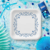 Blauwe rolgrens papieren bordje (Feest)